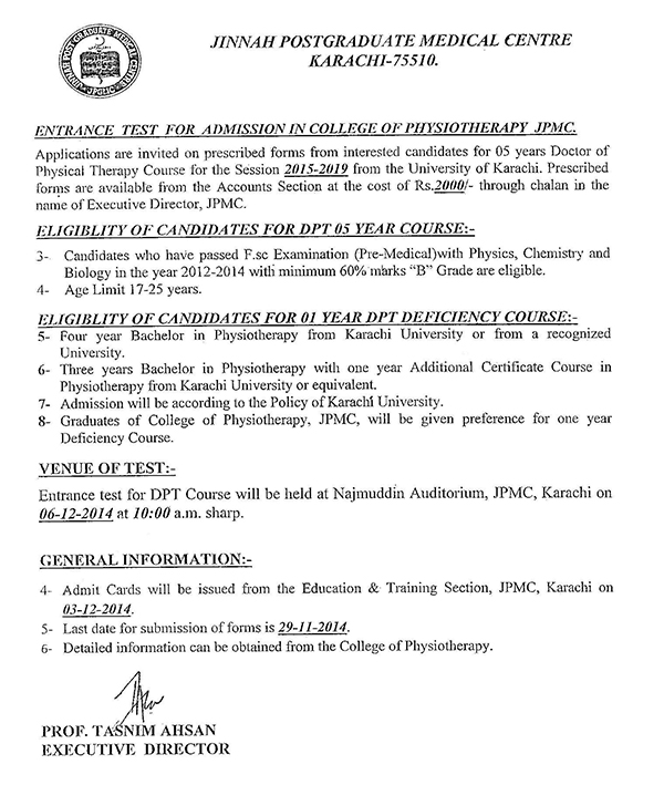 Jinnah Postgraduate Medical Centre JPMC Karachi 75510